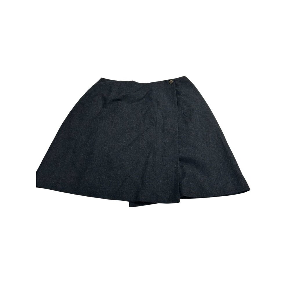 Harvé Benard Womens Charcoal Gray Wrap Skirt Size 16 Wool Blend Lined